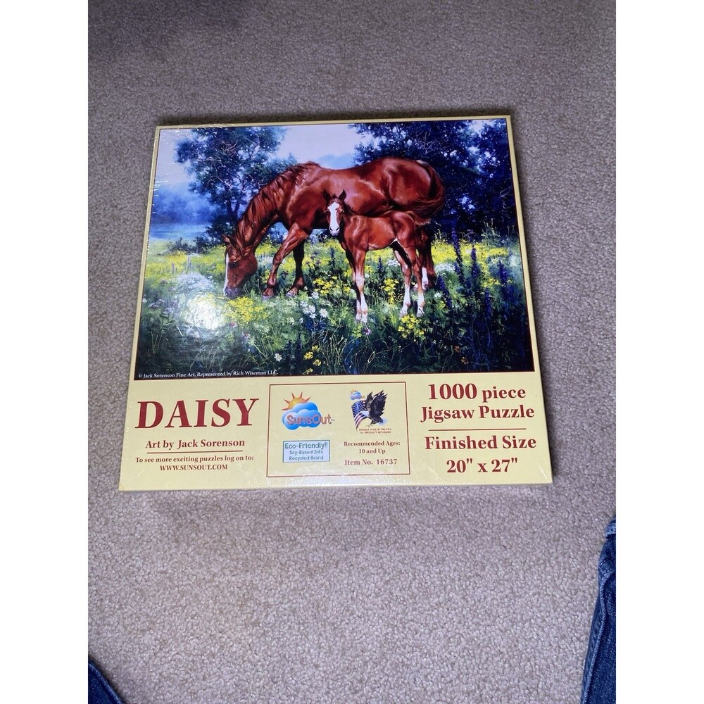 SunsOut Daisy 1000 Piece Jigsaw Puzzle Jack Sorenson Horse Mare Foal NEW Sealed